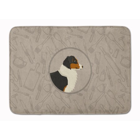 Carolines Treasures Australian Shepherd in the Kitchen Machine Washable Memory Foam Mat CK2163RUG